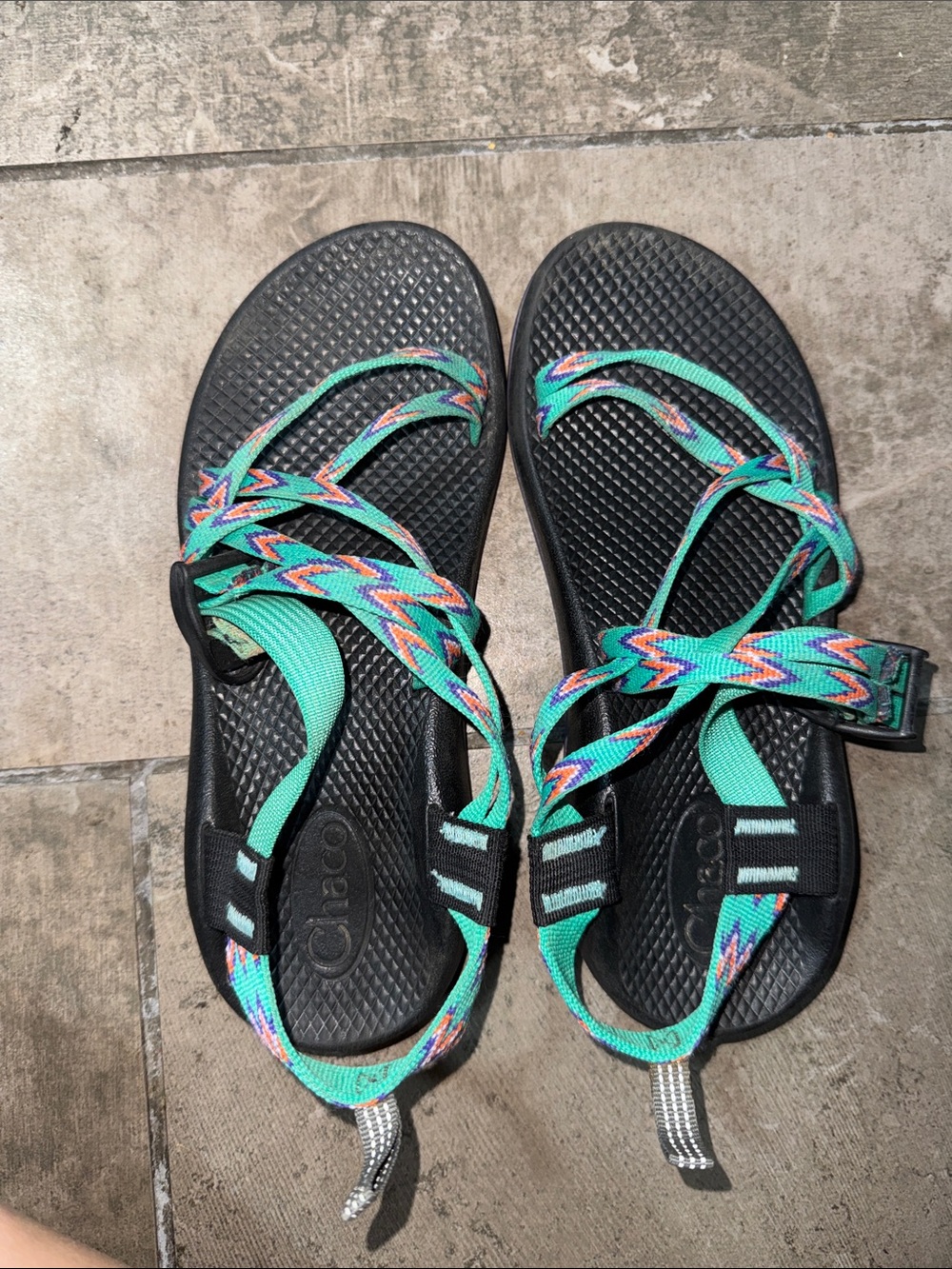 Chaco Purple Sandals with Green Accents